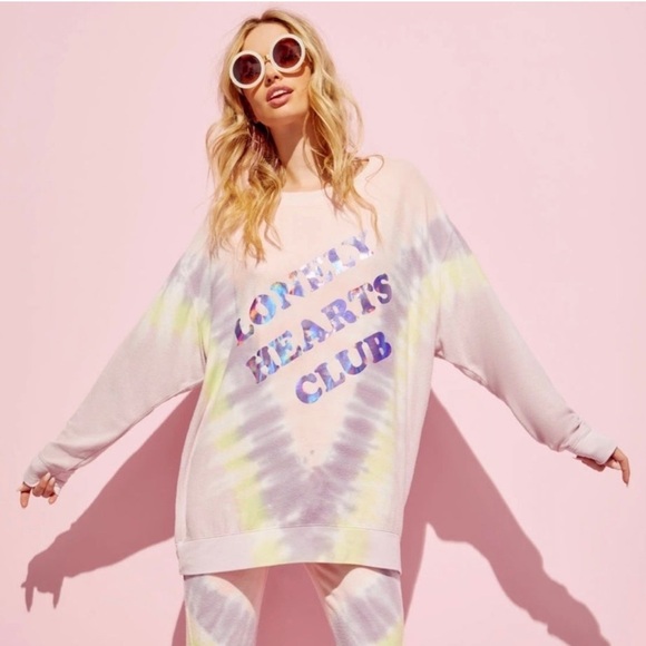 Wildfox Tops - Wildfox Lonely Hearts Club Tie Dyed Roadtrip Sweatshirt